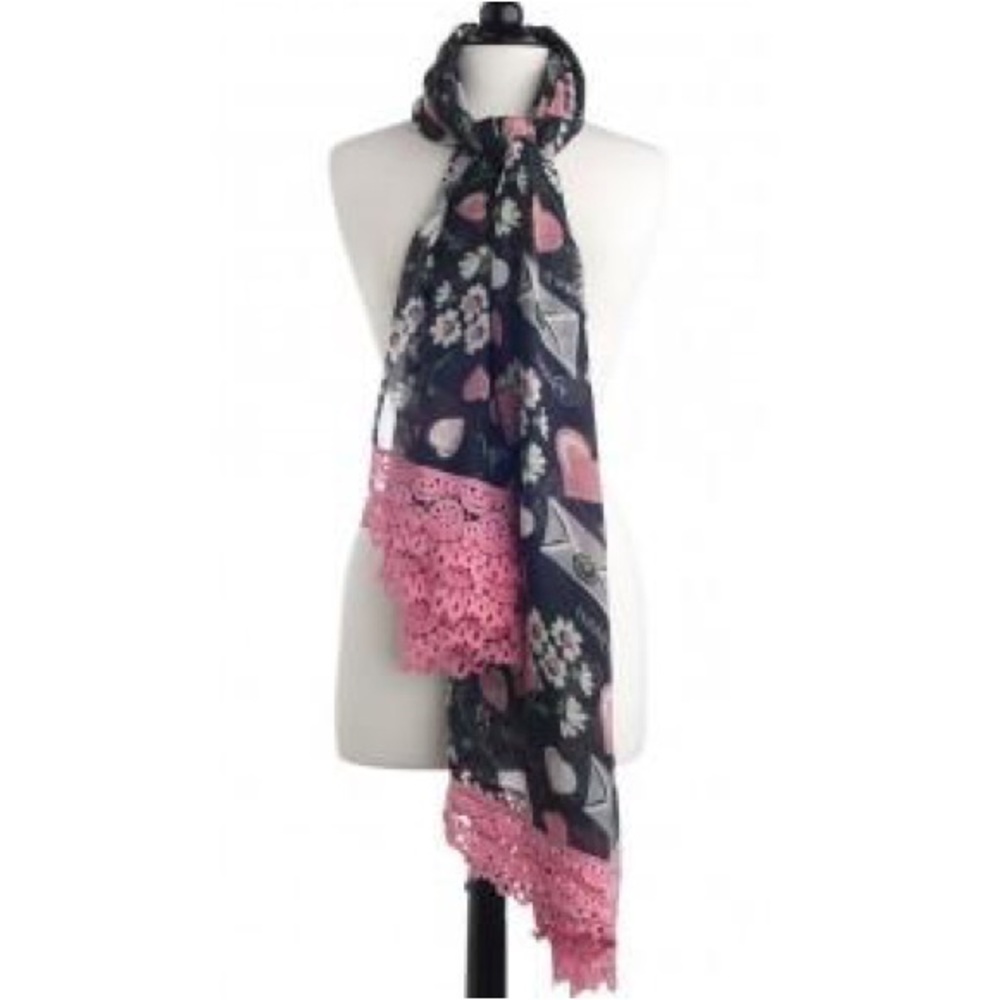 Jessie Steele Floral Love Letter Lace Scarf  NEW!
